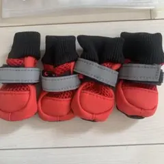 中型犬用 ドッグシューズ 4足セット L レッド/ブラック