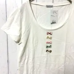 クローラ 半袖Tシャツ リボン装飾 ホワイト 38 M相当のサムネイル