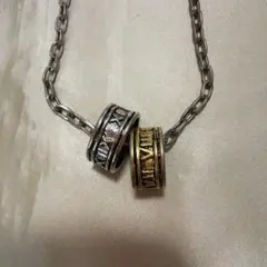 ローマ数字リングモチーフ ネックレス シルバー ゴールド