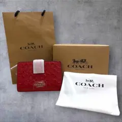 D455/新品・未使用 COACH 財布 赤 シグネチャー F25937のサムネイル