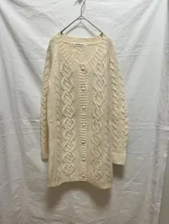 【美品】　STRAWBERRY-FIELDS ケーブルニットロングカーディガン