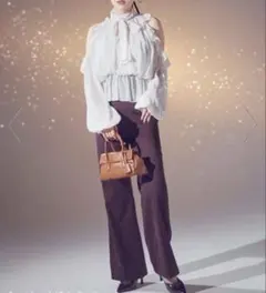 【新品未着用タグ付き】SNIDEL ハイウエストワイドパンツ ブラウン 1