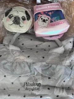ペコピノさっちゃん　しまむら　バッグ　ブラック　ポーチ　3点セット　パグ　グッズ ペコピノさっちゃん しまむら バッグ ブラック ポーチ 3点セット パグ