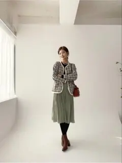 DHOLIC　プリーツシフォンスカート　カーキのサムネイル