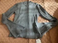 【新品】グレー リブ編み ハイネック セーター