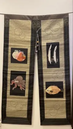 手作りのれん 暖簾 古布 藍染 大島紬 大判サイズ 手作り 暖簾 土日のみ