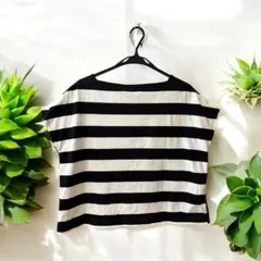 【美品】iCB アイシービー 黒白 ボーダー Tシャツ カットソー Sサイズのサムネイル