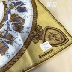 【新品✨✨】Burberrys 騎士柄ハンカチ　ミニスカーフ　イエロー黄色