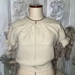 アイボリーリボン付きサマーニットセーター