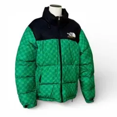 K3955 グッチ×ノースフェイス コラボ ダウンジャケット グリーン XL