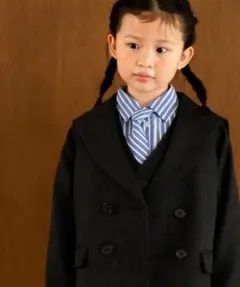 ダークグレー ブレザー ストライプシャツ セット