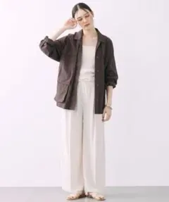 サテン ワイドパンツ