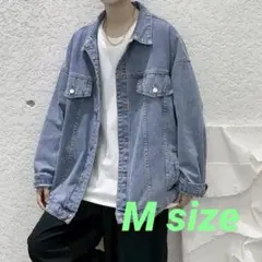 オーバーサイズ ライトブルー デニムジャケット　Gジャン　シャツ　アウター　上着