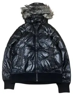 Y2K OLD UNIQLO 光沢 お兄系 ファー ダウンジャケット 短丈 平成