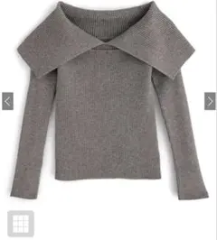 オフショルダーリブニットグレー GRL