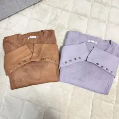 GU リブニットボタンスリーブプルオーバー　２点セット