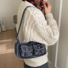 ヴィンテージ風 デニムショルダーバッグ ミニバッグ レディースファッション