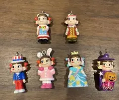 不二家　ペコちゃんアクリルキーホルダートップ　6体セット