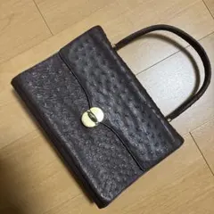 オーストリッチ風ダークブラウンハンドバッグ 20