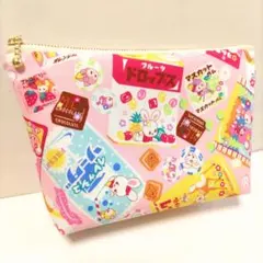 はいから横丁 駄菓子柄 レトロアニマル ハンドメイド ポーチ ファスナーポーチ