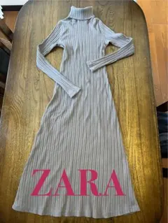 ZARA オリーブ タートルネック ロングワンピース M