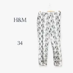 H&M エイチアンドエム パンツ 花柄 カジュアル ストレッチ 綺麗め 上品 M