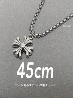 【タイニー クロス ネックレス 45cm】ボックスロール ステンレス a01