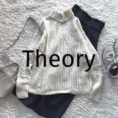 セオリー　カシミヤウールケーブル編みプルオーバーニット アイボリー