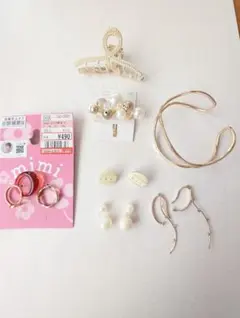 アクセサリー、イヤリングセット☆ゴールド、パール系