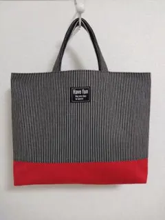 レッスンバッグ　ヒッコリーデニム　サブバッグ　　ハンドメイド