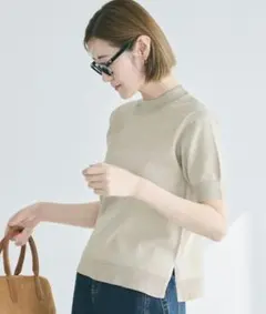 値下げ！Cocaベージュ 半袖ニット Lサイズ サイドスリット
