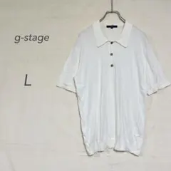 ジーステージ/L/大人上品/きれいめ/ポロニット/半袖/白/綿100%のサムネイル