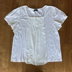 ru 半袖 Tシャツ ホワイト シフォン切替 M5のサムネイル
