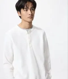 UNIQLO ワッフルヘンリーネック　M size オフホワイト