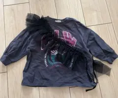 マイリトルワンダー チュールトップス 長袖 ロンT 90cm 黒