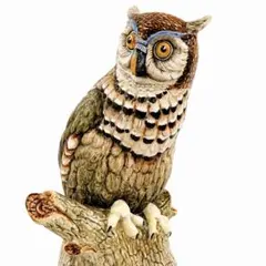イタリア製 大型 フクロウ 陶器 置物 高さ約45cmトラフズクのサムネイル