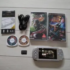 超美品★psp3000本体★シルバー★新品バッテリ、ゲーム、メモリー、新品充電器