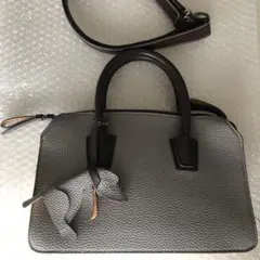 ZARA WOMAN グレー レザー ハンドバッグ 動物モチーフ