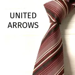 ユナイテッドアローズ　ネクタイ　レジメンタルストライプ　レッド系　細目