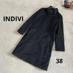 INDIVI レディースコート　あったか　毛混　裏地あり　黒 M