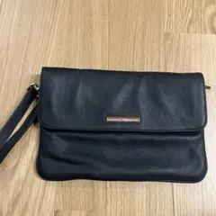 TOMMY HILFIGER クラッチバッグ レザー製 黒