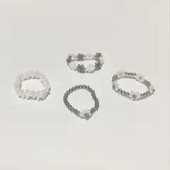 韓国 ハンドメイド ビーズリング モノトーン まとめ売り