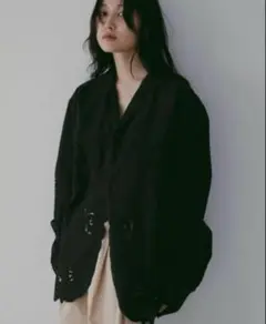 【anuke】Cutwork Opencollar Shirts ブラック