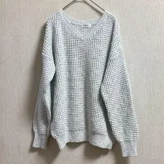テチチ　Vネック　サマー　ニット　セーター 長袖　ラメ入り　プルオーバー　F