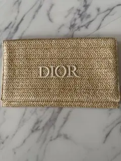 Dior ノベルティゴールド ストロー フラットポーチ