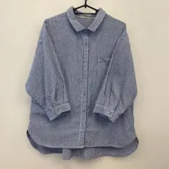 Samansa Mos2 ストライプ七分袖シャツ