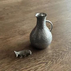 「錫製 酒器 （花瓶） 」 & 「錫製 鯛型 箸置き」ヴィンテージ 古錫