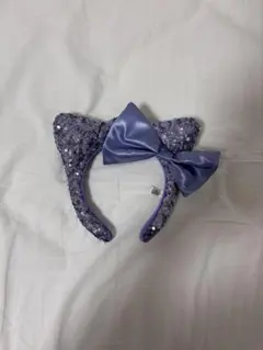 ディズニーカチューシャ　紫色　ラメ　スパンコール