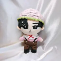 すのチルBIGぬい服　ニット帽+シャツ+サロペット3点セット　ピンク