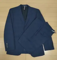 Perfect Suit FActory メンズ スーツ ネイビー チェック柄